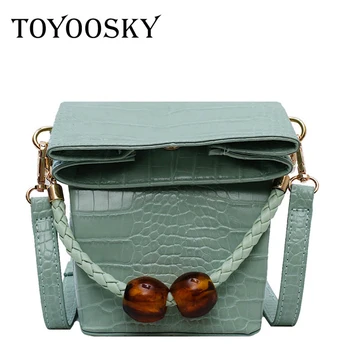 

TOYOOSKY Retro Alligator Bucket Bags Women Crocodile Pattern Handbag Casual Shoulder Messenger Bags Designer Ladies Purse