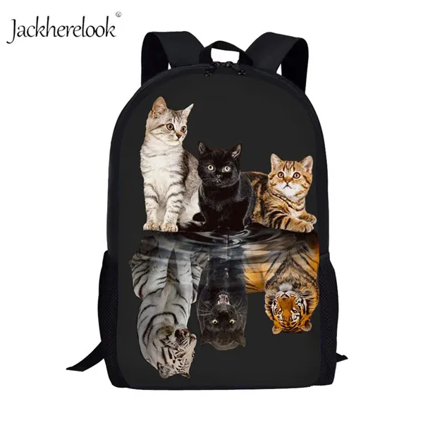 Jackhereook кошка отражение тигр печати детские школьные сумки для учеников начальной школы большие повседневные Рюкзаки на плечо Mochilas - Цвет: HK855C