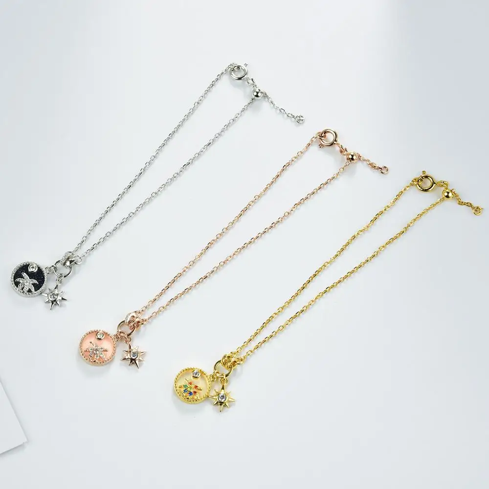E Jewelry 18K позолоченные браслеты цепочки из стерлингового серебра 925 пробы с