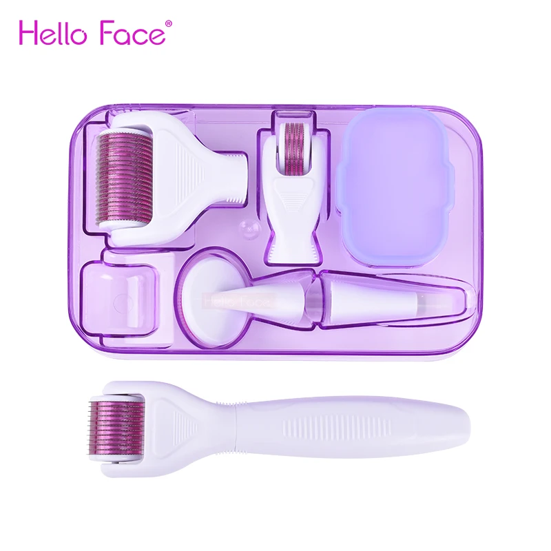 Derma Roller Kit Per Viso E Corpo 0.25Mm Microneedling Roller Per Donna E Uomo Skincare, Microneedle Dermaroller Con 5 Teste