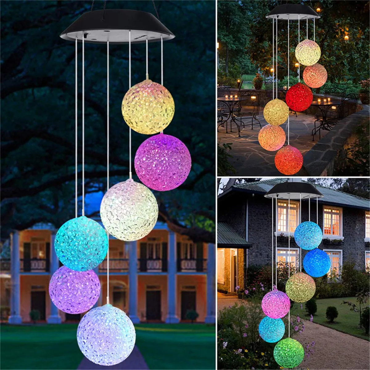 

9 Kinds Solar Light Outdoors Powered LED Wind Chime Color Changing Spiral Wind Chime Outdoor Decorative Light Garden Light