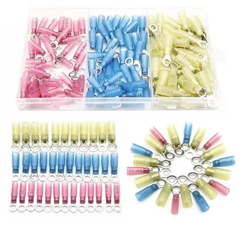 

120Pcs Waterproof M5 Heat Shrink Ring Eyelet Connectors Electrical Wire Butt Connector Splice Crimp Terminals 22-10AWG Kit