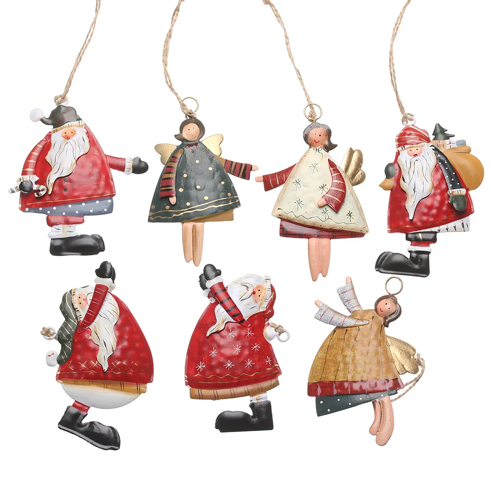 Cartoon Angel Santa Claus Snowman Christmas Decorations Hanging Pendants Xmas Tree Drop Ornaments Festival Supply Gifts