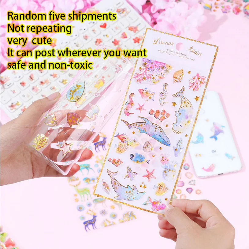 

Kids Stickers Creative Cute Cartoon Decorative DIY Photo Album PVC Student Crystal Hand Account Pasters