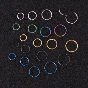 

1 Pair Stainless Steel Open Small Earrings Twist Hinged Clicker Nose Hoop Ring Studs Cartilage Tragus Daith Septum Body Piercing