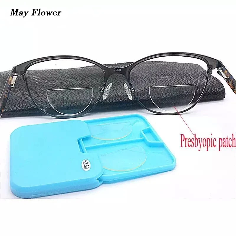 Liquid Silicone Bifocal Reading Lens 2 Pcs Stick-on Presbyopic Lenses Magnification Reusable Bifocal Reading Lenses Readers+1.5 6