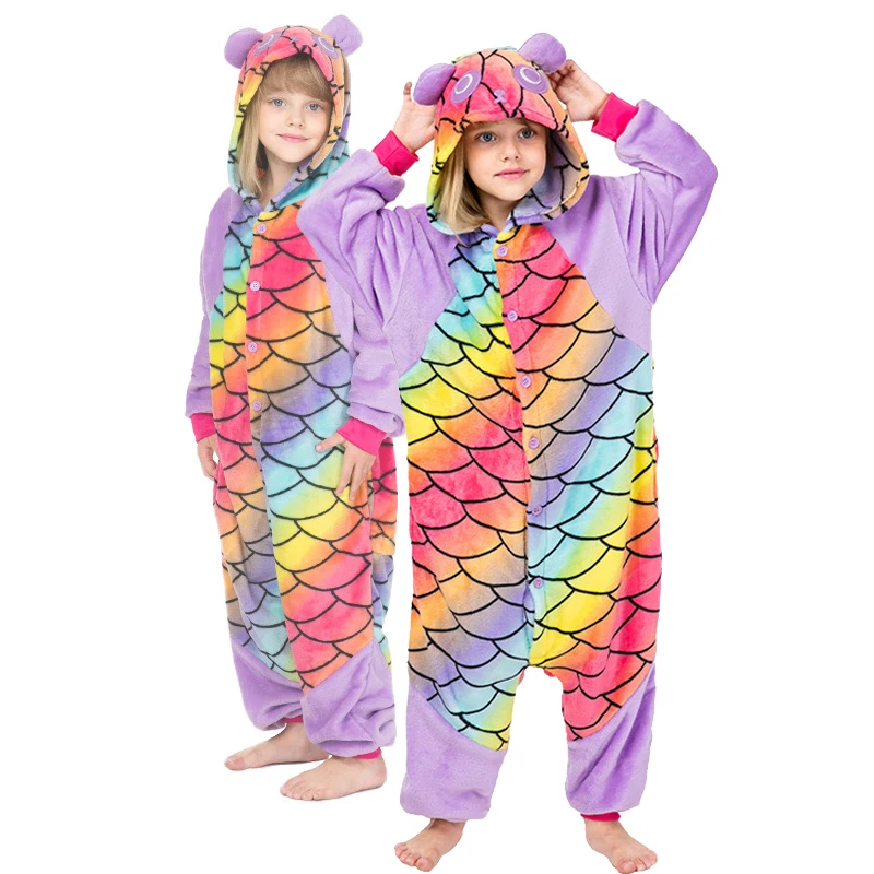 Kids Cosplay Girls Kigurumi Fish Scale Panda Onesies Pajamas Cartoon Pyjamas Halloween Costume Sleepwear Panda Jumpsuit Clothes Kids Cosplay Girls Kigurumi Fish Scale Panda Onesies Pajamas Cartoon Pyjamas Halloween Costume Sleepwear Panda Jumpsuit Clothes