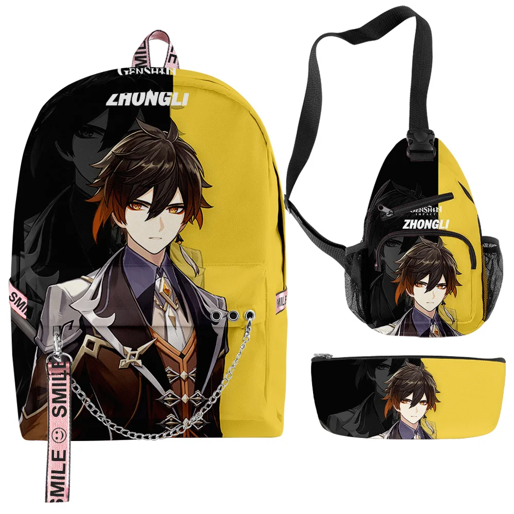 

2020 Genshin Impact Backpack Schoolbag 3pcs/Set Anime Boys Girls Cartoon Comic Oxford Waterproof Travel Bicycle Backpack