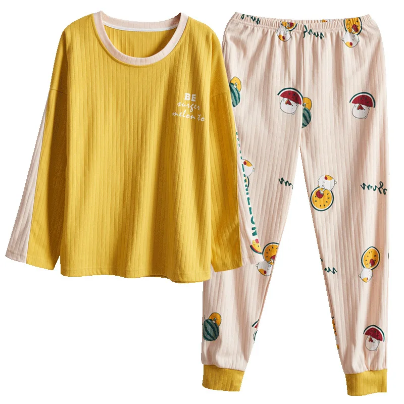 Women Clothes Pajamas Sets Spring Autumn Cotton Women Long Sleepwear Suit Home Women 4XL Female Sleepwear