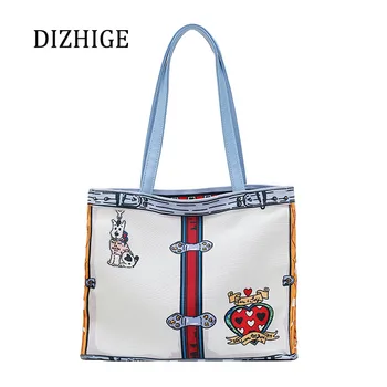 

Designer Graffiti Canvas Women Bag High Quality Contrast Color Large Handbag Ladies Shoulder Bag Fashion Tote Bag Bolsa Feminina