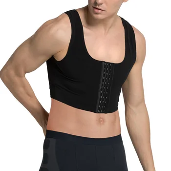 

Nylon Men Slimming Contrl Waist Vest Adjustable 3-Breasted Shapewear Bust Sweat Men's Tranier underwear