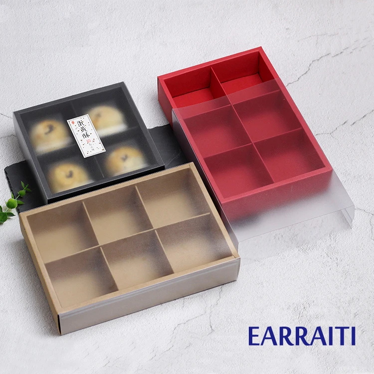 6 шт. коробка для печенья ящик из крафт бумаги окно торта стандартная упаковка