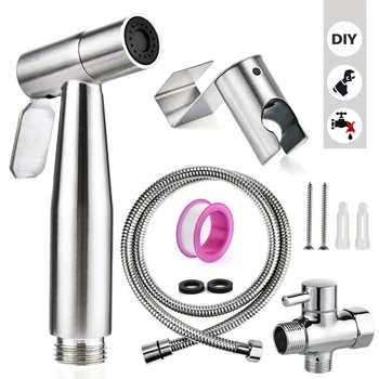

Stainless Steel Toilet Hand Held Bidet Faucet Sprayer Bidet Set Sprayer Toilet Spray For Bathroom Self Cleaning Shower Head