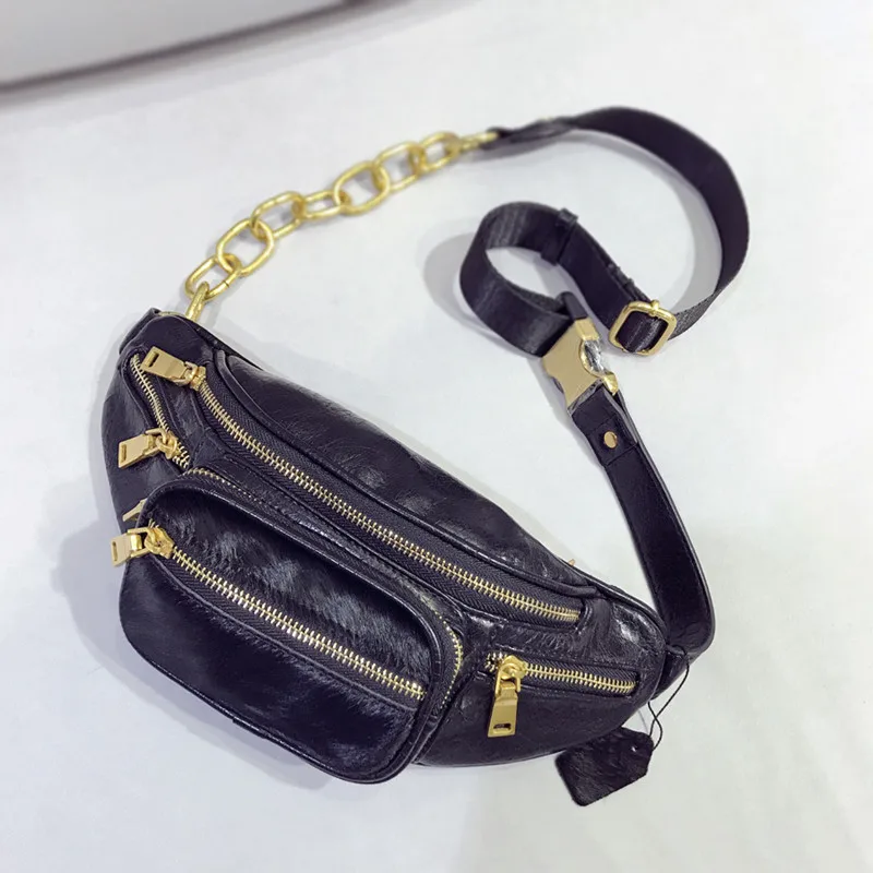 Качественная черная сумка на пояс из натуральной воловьей кожи с конским волосом, сумка на пояс для отдыха, женская сумка на пояс для прогулок