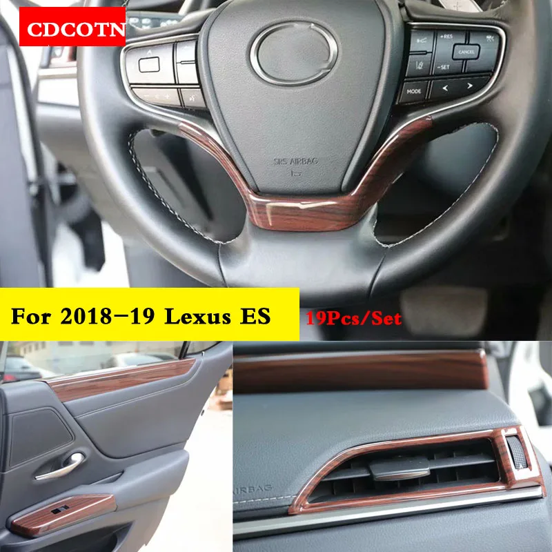 

19Pcs/Set Car Stickers Interior Wood Grain Color Cover Panel Trim Kit Decorative Sticker For 2018-19 Lexus ES Auto Car Accessori
