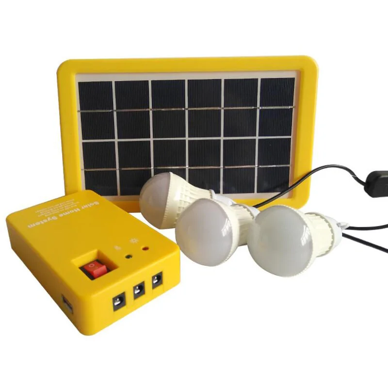 

Solar Power Panel Generator Kit 5V USB Charger Home System with 3 LED Bulbs Light Indoor/Outdoor Lighting Over Discharge Protect