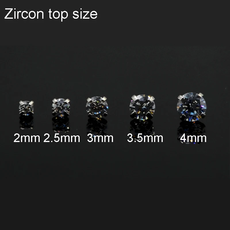 2Pcs 2-5mm Gem Solid Steel Tragus Cartilage Ear Stud Crystal Zircon Earrings Piercing Jewelry Cartilage Piercing Earrings Prong - Image 4
