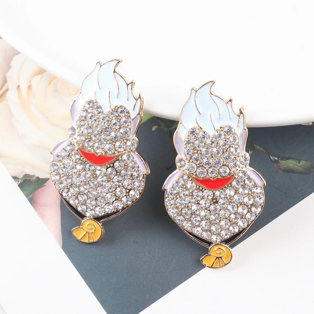 Drop Earrings Crystal Earrings Rhinestone Cartoon Halloween Earrings Crystal Drop Earring for Women