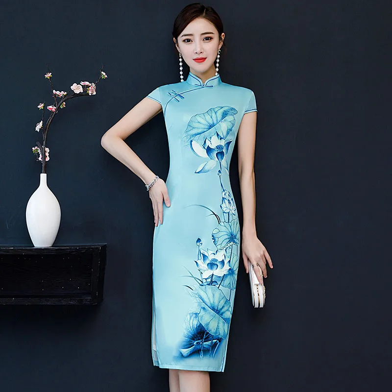 Красное китайское женское традиционное платье, шелковое атласное cheongsam, сексуальное qipao цветочное свадебное платье, винтажное qipao вечернее платье - Цвет: color1