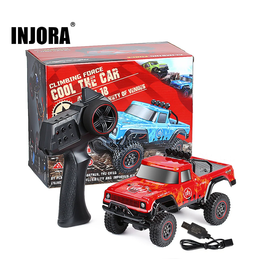 INJORA 2.4G 1:18 Scale RTR RC Rock Crawler Car Off Road Climbing RC Vehicle Truck Remote Control Pickup RC Car Toy