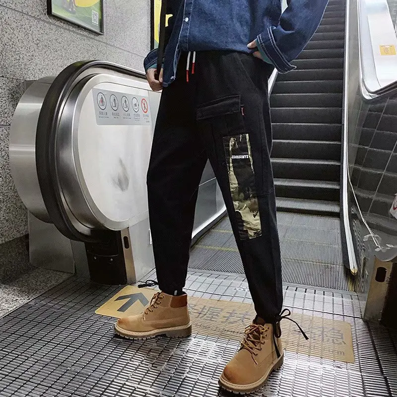 

Autumn & Winter INS Popular Brand Bib Overall Men's Loose Beam Leg Casual Pants Korean-style Students Casual Pants