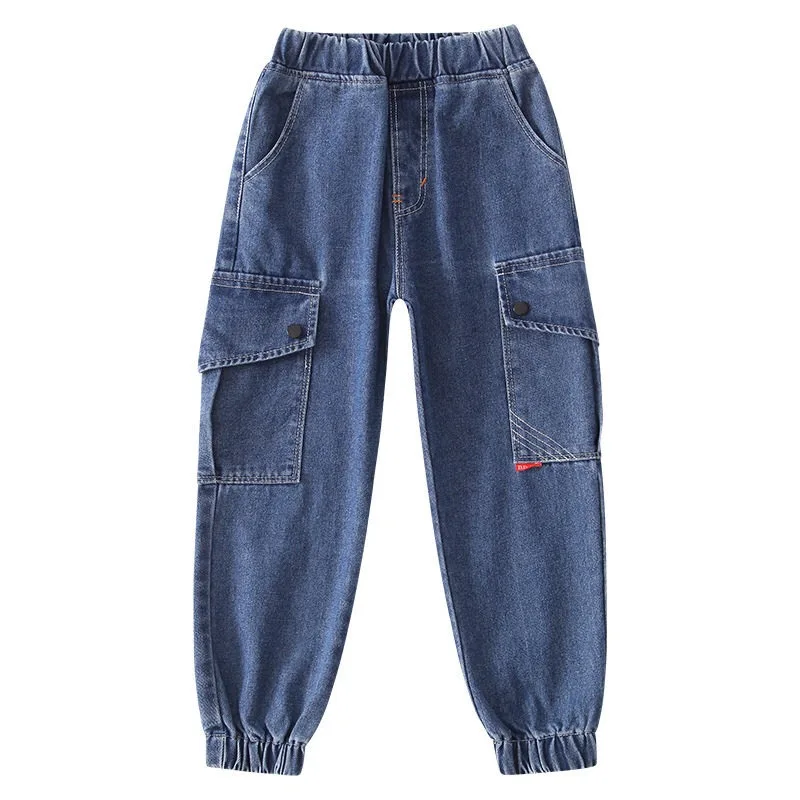 Blue Siddons boys slacks jeans comfortable material and cool shape jeans for 4-14 year-old school boys no fading no pilling best pant - Цвет: Blue