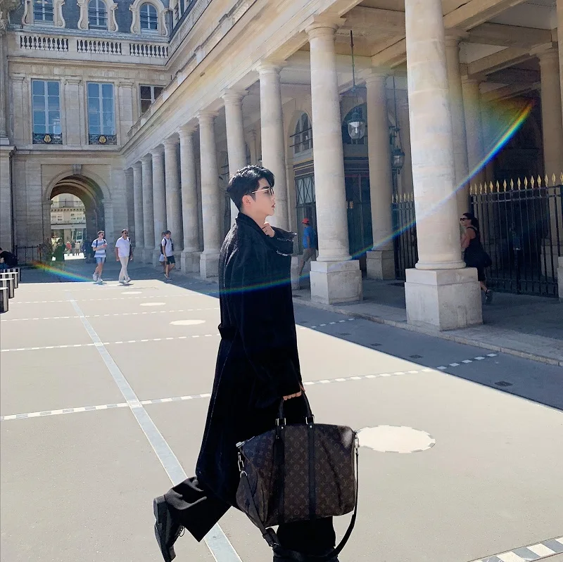 Мужской длинный Тренч из искусственного меха норки винтажное свободное