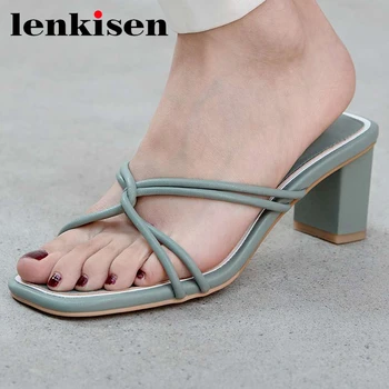

Lenkisen limited customization peep toe high heels simple style solid beauty lady daily wear fashion summer sandals women L35