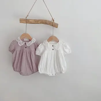 

2020 Summer Baby Bodysuit Girls Lace Collar Lace Bodysuit D0010