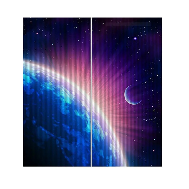2pcs Set Panels Room Decoration Thermal Insulated 3D Window Curtain 55 x 39 Inch - Цвет: Earth