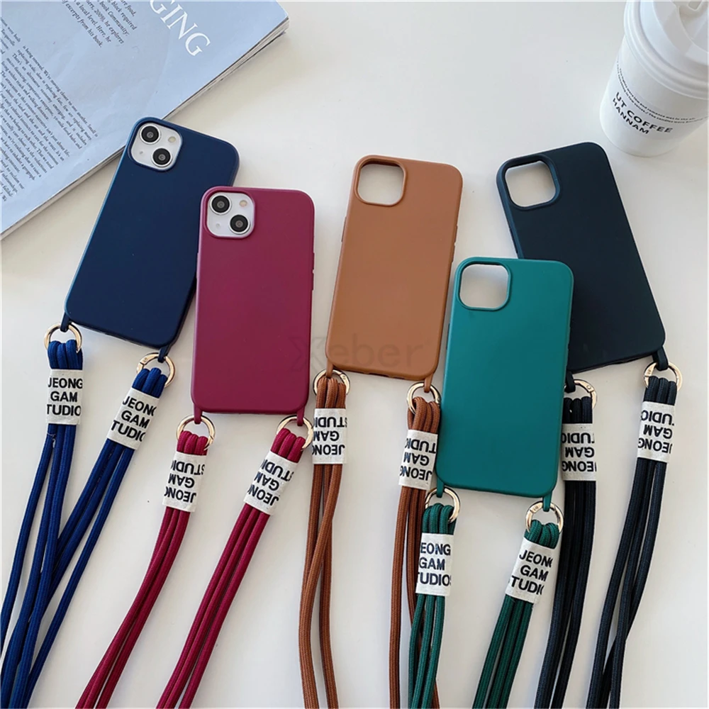 Cordino sportivo alla moda con custodia per telefono per iPhone 16 14 13 15 Pro Max 12 11 XS Mini 7 Corda morbida antiurto Custodia adatta per viaggiare_voghion.com