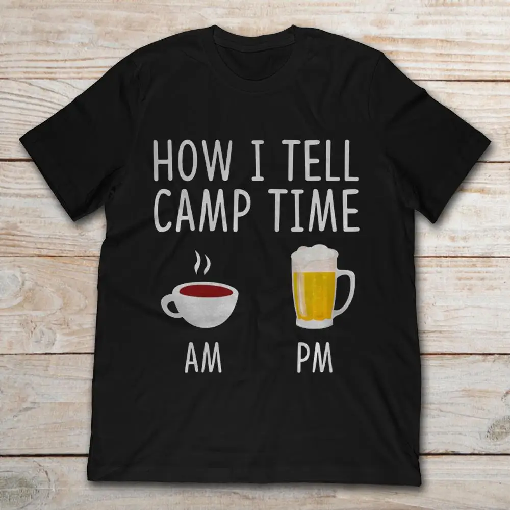 Кофе Am Beer Pm как я сказать Camp Time Футболка мужская футболка с коротким рукавом |