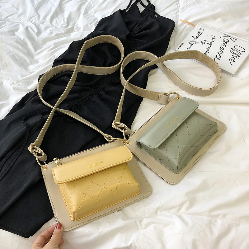 

New small fragrance bag female 2019 trend Korean fashion rhombic embroidery line shoulder bag wild Messenger bag