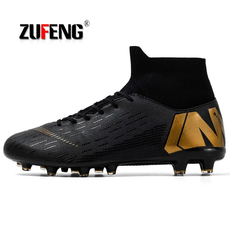 

New Trend Adults Men's Outdoor Soccer Cleats Shoes High Top TF/FG Football Boots Training Sports Sneakers Shoes Plus Size 33-44