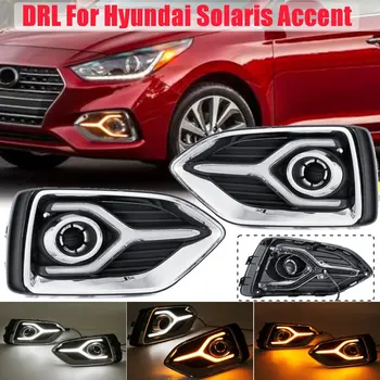 

Pair Daytime Running Light LED DRL White Yellow Daytime Running Light With Turn Signal Lamp For Hyundai Solaris Accent 2017-2019