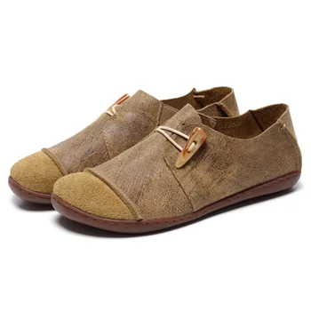

Handmade Genuine Leather Women Plus Size Sewing Flat Moccasins Loafers Ballet Flats Women Comfortable Soft Casual Shoes