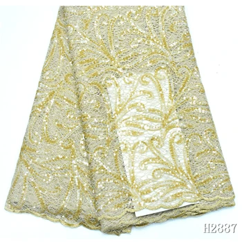 

2019 High-Quality French Tulle African Lace Sequins Embroidered Nigerian Fabric For Women Dress HJ2887-1