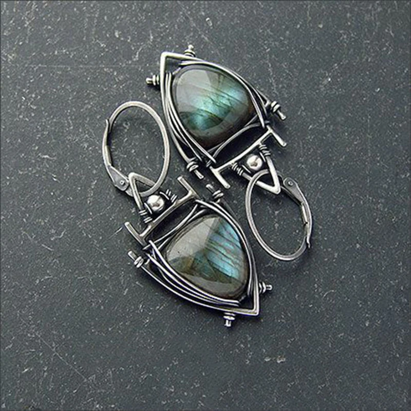 

Tisonliz Boho Ethnic Green Resin Stone Drop Dangle Earrings For Women Indian Tribal Vintage Earrings pendientes mujer moda 2019