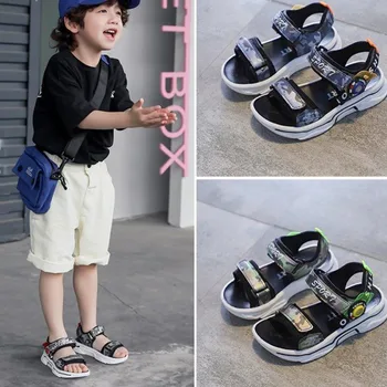 

2020 Summer New Arrival Product Black Non-slip Nubuck Leather Style Design Sandals Boys Casual Beach Sneaker Shoes