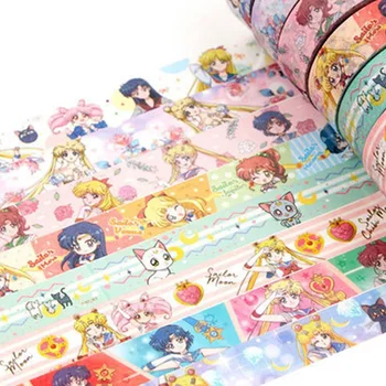 

1.5cm Cartoon Sailor Moon Girl Cat Washi Paper Tape Adhesive Tape DIY Scrapbooking Sticker Label Masking Tape