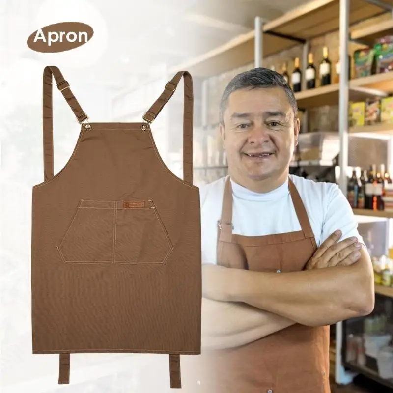 Simple Unisex Apron Kitchen Sleeveless Apron Waterproof Cotton Canvas Home Kitchen Accessories for Cooking Kitchen