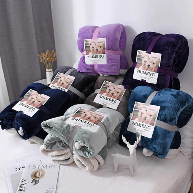 Зимнее фланелевое одеяло из кораллового флиса Двухслойное овечьей шкуры супер