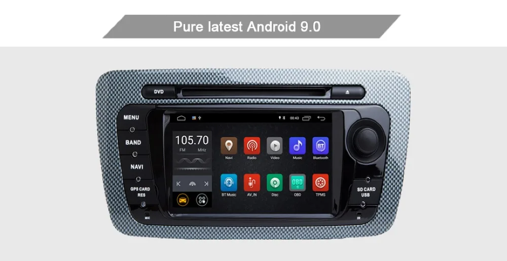 Android 9,0 автомобильный dvd-плеер для сиденья Ibiza 6j 2009 2010 2012 2013 радио gps навигация 2 Din экран Радио автомобильный мультимедийный плеер