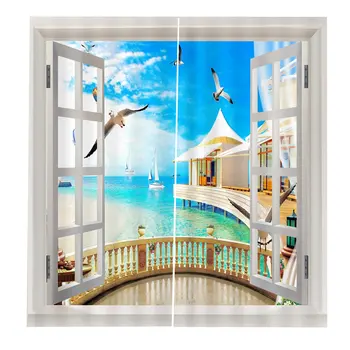 

Landscape 150*166Curtain Floral Flowers Printing Door Window Curtains Home decor Bedroom Living room