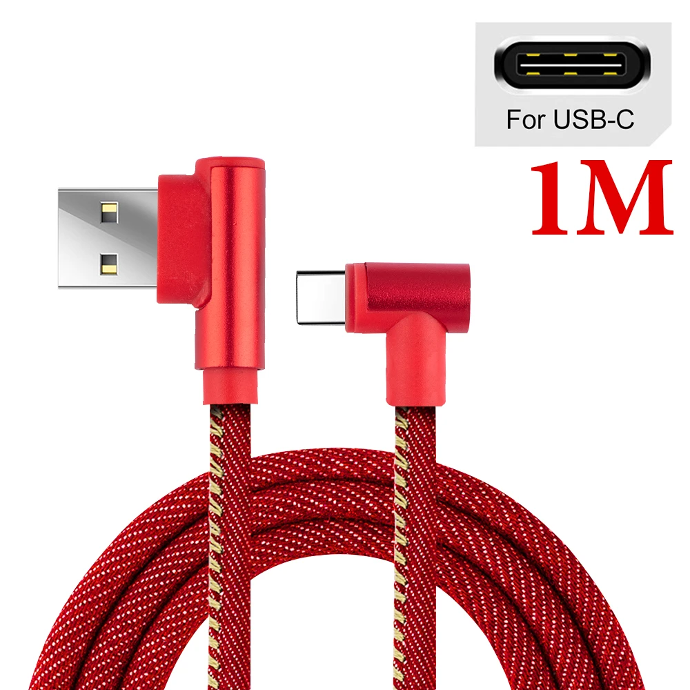 Локоть Зарядное устройство USB Передача данных для Android мобильного телефона локтевой кабель джинсовая оплетка для iPhone для IOS провод для быстрого заряда - Цвет: Red For Type C