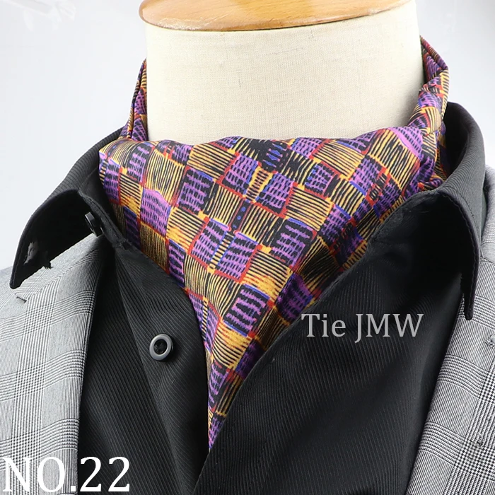 Männer Vintage Floral Paisley Gestreifte Krawatte Formale Hochzeit Krawatte Ascot Scrunch Selbst Britischen Gentleman Polyester Weiche Krawatte Geschenk – Detail 22