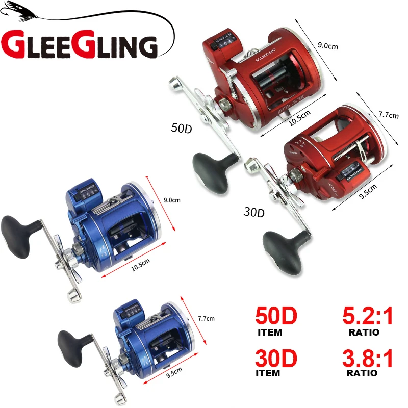 

GLEEGLING Blue Red Trolling Fishing Reel 12+1BB 3.8:1 5.2:1 Sea Fishing Wheel Saltwater Baitcasting Reel Coil Free Shipping