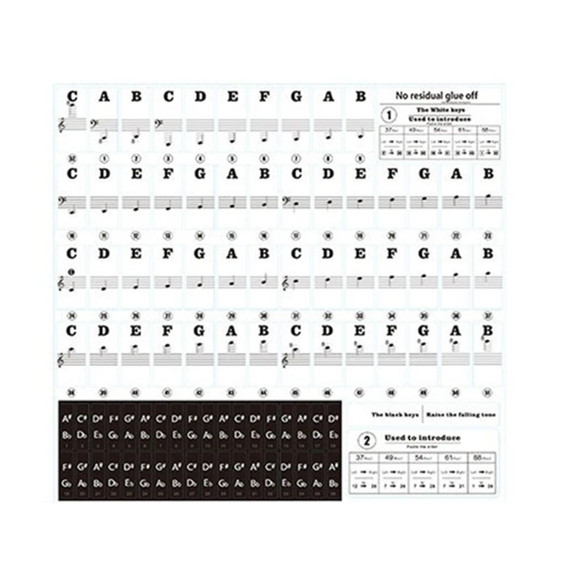 

88/61/54/49 Keyboard Sticker Universal Piano Transparent Sticker Keyboard Keyboard Hand Roll Piano Key Sticker——Black