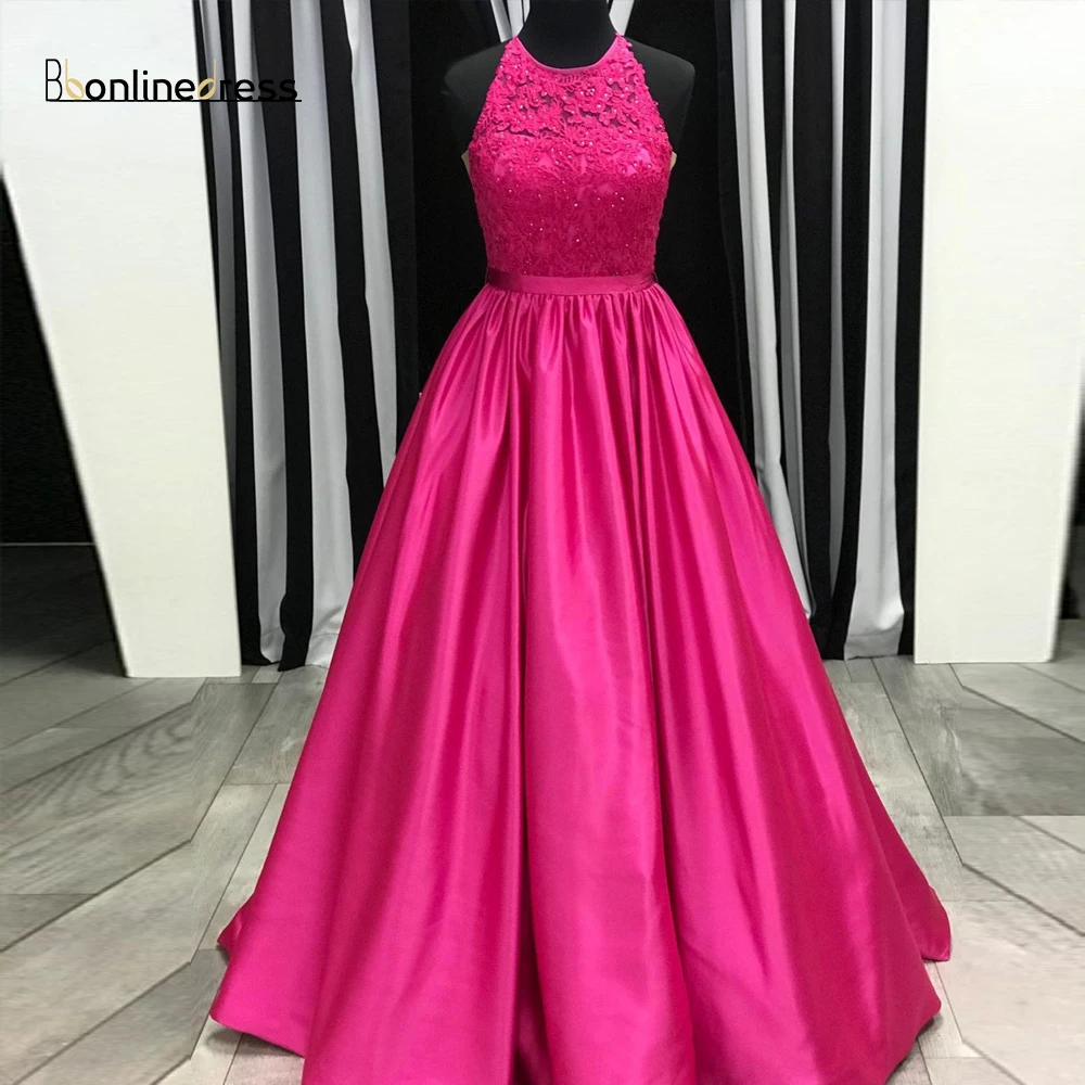 

2020 New Arrival Satin Prom Dress A-Line Sleeveless Floor Length Prom Dresses 2019 Elegant Long Formal Party Gowns Vestidos