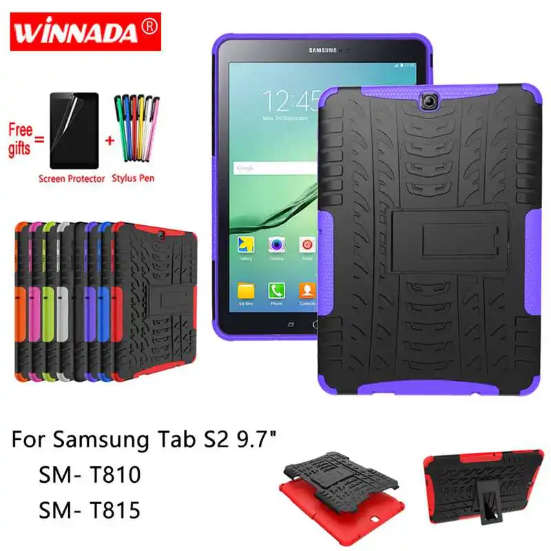 Для Samsung Galaxy Tab S2 9,7 T810 чехол для планшета SM-T810 T815 9,7 дюймов Броня Силиконовый ТПУ+ PC противоударный чехол с подставкой+ ручка+ пленка